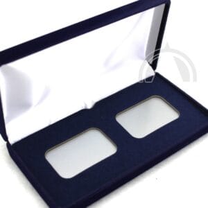 BLUE VELVET BOX for 2 1oz Silver Bars in Airtite Capsule Holders HORIZONTAL