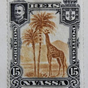 1901 Nyassa Company 15 Ries showing Giraffe and Palm Tree