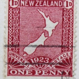 1923 Vintage New Zealand Penny Map Stamp
