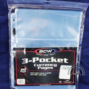 3 Pocket Pages Archival Safe PVC Free 3.5"x8" Pockets for Currency | 20 Pages