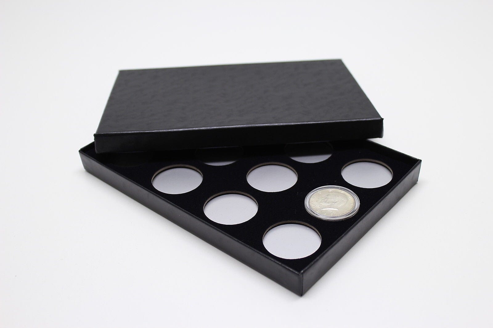 Box For 12 Liberty Buffalo Jefferson Nickels In Airtite Capsules, Black Felt 1 Box for 12 Liberty Buffalo Jefferson Nickels in Airtite Capsules, Black Felt