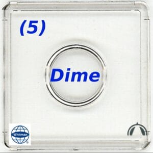 5 Whitman Clear Plastic 2x2 Snaplock Coin Holder for US Dime 10 Cent 18mm - Five