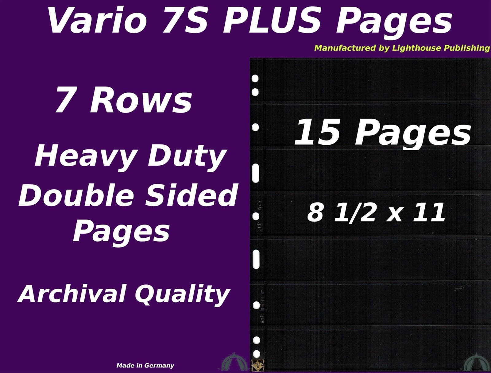15 Vario 7S Plus 7 Pocket Double Sided Pages For Stamp &Amp; Other Collecting, Black 1 15 VARIO 7S PLUS 7 Pocket Double Sided Pages for Stamp & Other Collecting, Black