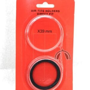 X39mm AIRTITE COIN CAPSULE BLACK RING for 1oz PROOF SILVER ROUNDS & CASINO CHIPS