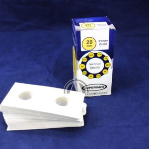 20mm Supersafe Self Adhesive 2x2 Flips for US Penny & Dime - 50 Flips / Box