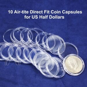 10 GENUINE Direct Fit Airtite Coin Capsules for US Half Dollars | Air tight