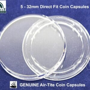 5 Pk GENUINE Direct Fit H32 AirTite Coin Capsules for Capped Bust Half 1807-1836