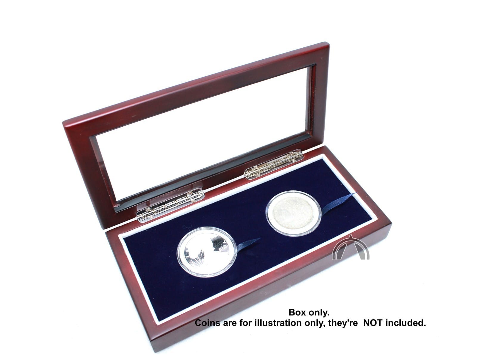 Glass Top Wood Box For Two 1Oz Silver Lady Liberty / American Silver Eagle Coins 2 Glass Top Wood Box for Two 1oz Silver Lady Liberty / American Silver Eagle Coins - Image 2
