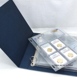Album to hold 36 Certified Coin Slabs / Grande F BLUE Binder & 4 Slab Pages
