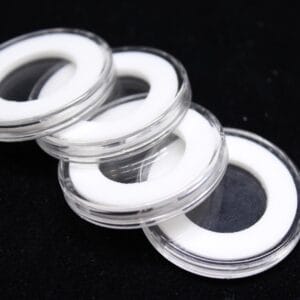 10 GENUINE Airtite Coin Capsules & 20mm WHITE Rings for 1/10oz Silver Maple Leaf