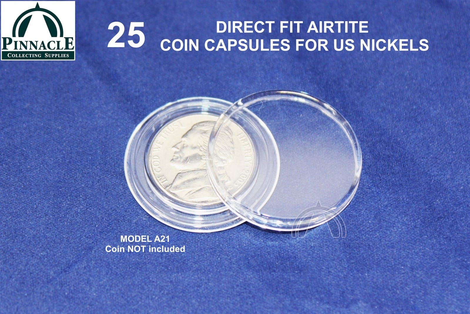 25 Genuine Airtite Direct Fit 21.2Mm Coin Capsules For Us Nickels | 5 Cent , A21 2 25 Genuine Airtite Direct Fit 21.2mm Coin Capsules for US Nickels | 5 Cent , A21 - Image 2