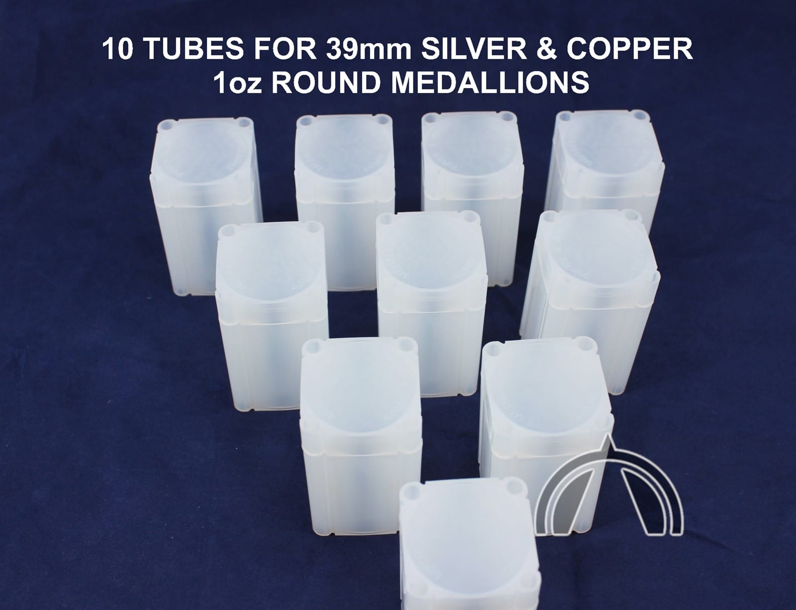 10 Square Coin Tubes By Lighthouse For 39Mm Silver &Amp; Copper 1Oz Round Medallions 2 10 Square Coin Tubes by Lighthouse for 39mm Silver & Copper 1oz Round Medallions - Image 2
