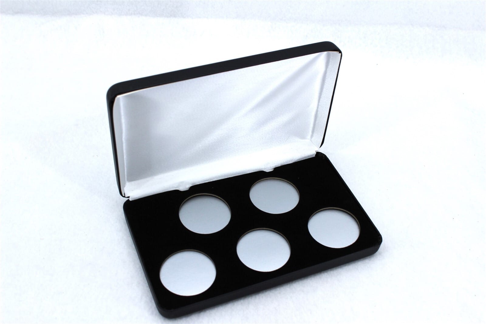 Black Leatherette Box For 5 Coins / Model H Large Coin Capsules Us Silver Dollar 1 Black Leatherette Box for 5 Coins / Model H Large Coin Capsules US Silver Dollar
