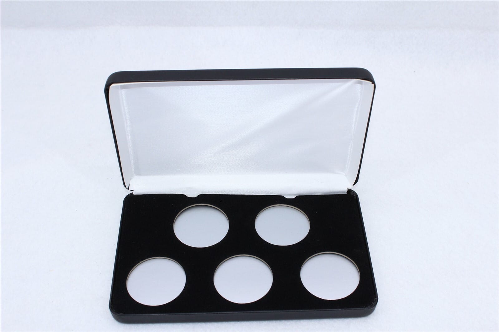 Black Leatherette Box For 5 Coins / Model H Large Coin Capsules Us Silver Dollar 2 Black Leatherette Box for 5 Coins / Model H Large Coin Capsules US Silver Dollar - Image 2