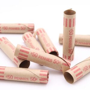 100 Preformed Penny Cent Shotgun Roll Wrapper for Easy Coin Storage by MMF