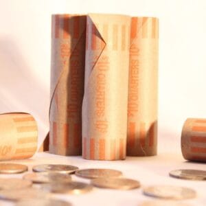 100 Preformed Quarter Coin Shotgun Roll Wrapper for Easy Coin Storage by MMF
