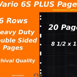 20 VARIO 6S PLUS Pocket Double Sided Pages for Stamp and Other Collecting, Black
