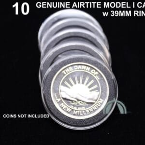 10 GENUINE Airitie Model I Coin Capsules w 39mm Black Rings for Silver Rounds