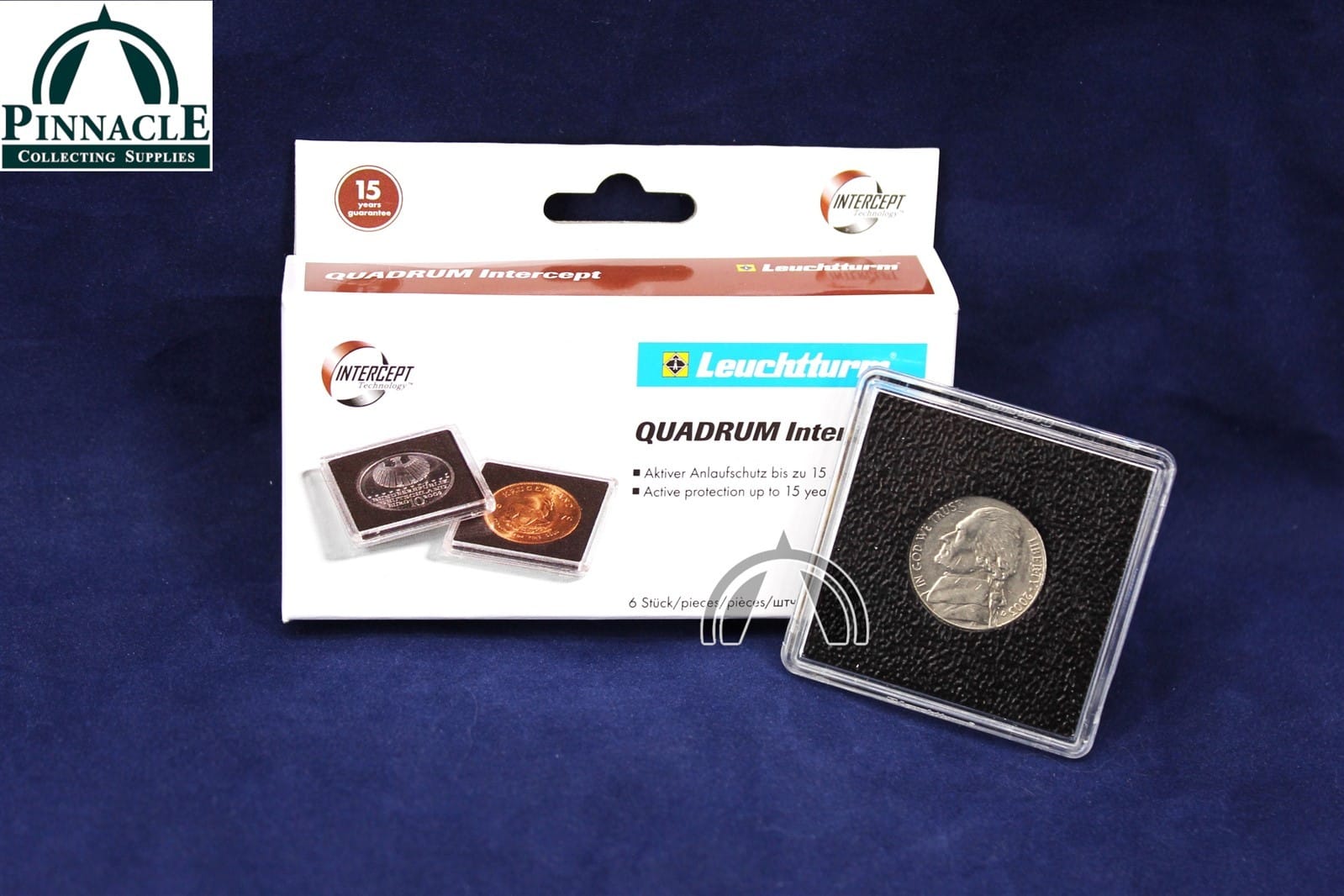 21Mm Quadrum Intercept Square Coin Capsule Holders For Us Nickels / 6 Pack 1 21mm QUADRUM INTERCEPT coin holders