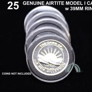 25 GENUINE Airitie Model I Coin Capsules w 39mm Black Rings for Silver Rounds