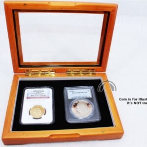 Wood Box with Glass Top for 2 PCGS and/or NGC Certified Coin Slabs