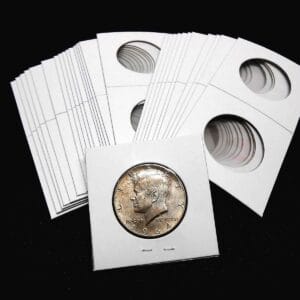 25 PREMIUM QUALITY CARDBOARD & MYLAR 2x2 HALF DOLLAR COIN HOLDER FLIPS