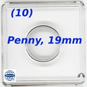10 Whitman Clear Plastic 2x2 Snaplock Coin Holder for US Penny Cent 19mm - Ten