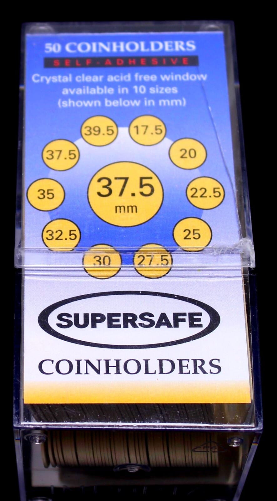 37.5Mm Supersafe Self Adhesive 2X2 Flips For Coins Of The World - 50 Flips / Box 1 37.5mm Supersafe Self Adhesive 2x2 Flips for Coins of the World - 50 Flips / Box