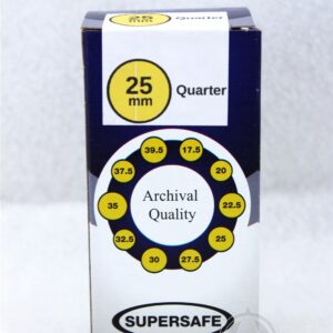 25mm Supersafe Self Adhesive 2x2 Flips for US Quarter 25 Cents - 50 Flips / Box