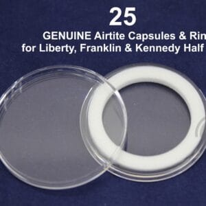 25 Genuine Airtite Capsules & 30mm White Rings for Liberty Franklin Kennedy $1/2