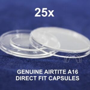 25 GENUINE Airtite 16mm Direct Fit Coin Capsules for 1/10oz Platinum Maple Leaf