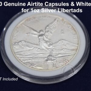 10 Genuine Airtite Coin Capsules with WHITE Rings for 1oz Silver Libertads