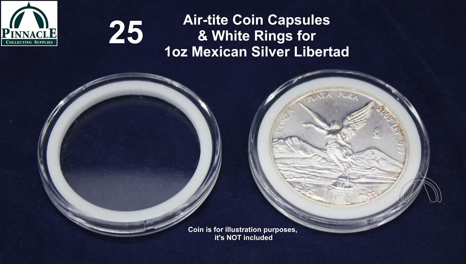 25 Genuine Airtite Coin Capsules W White Rings For Mexico 1Oz Silver Libertads 1 25 Genuine Airtite Coin Capsules w WHITE Rings for Mexico 1oz Silver Libertads