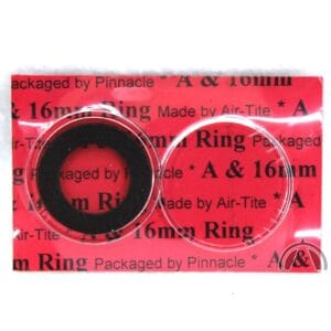 16mm AIRTITE Coin Capsule w Black Ring for 1/20oz SILVER LIBERTAD & 3 PENCE