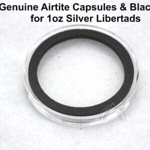 10 Genuine Airtite Coin Capsules with BLACK Rings for 1oz Silver Libertads