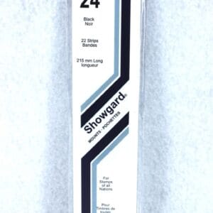 215mm x 24mm Showgard BLACK Stamp Mounts 22 Mounts per Package Cut to Size UK US