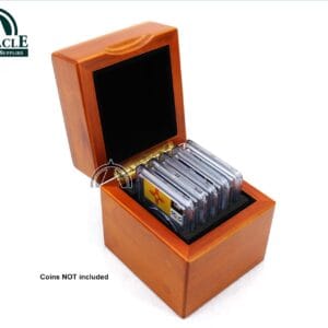 Solid Wood Display Box for 5 Certified Coin Slabs from PCGS or NGC