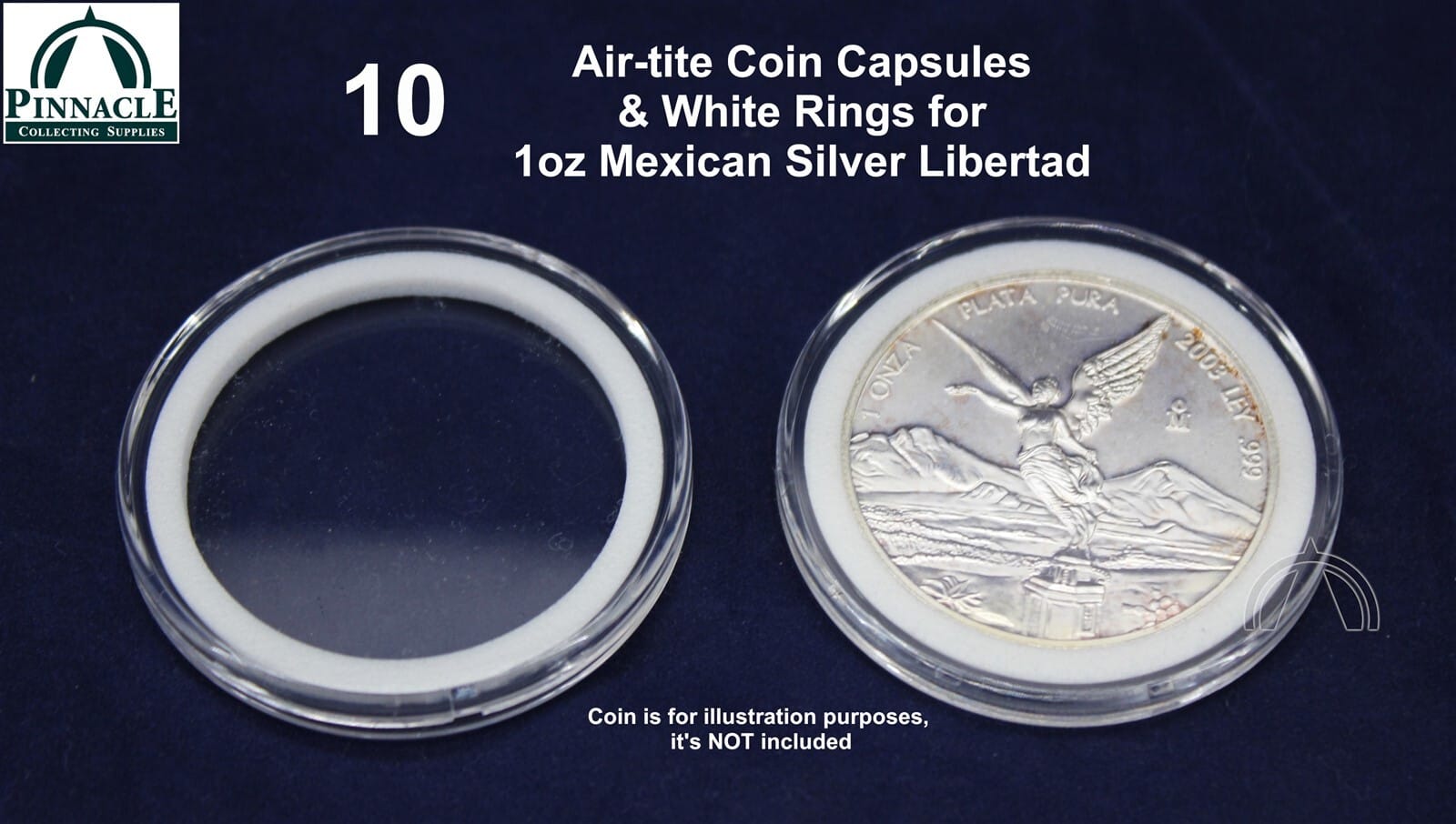 10 Genuine Airtite Coin Capsules W White Rings For Mexico 1Oz Silver Libertads 1 10 Genuine Airtite Coin Capsules w WHITE Rings for Mexico 1oz Silver Libertads