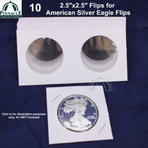 10  2.5" x 2.5" Top Quality Carboard & Mylar Flips for 1oz American Silver Eagle