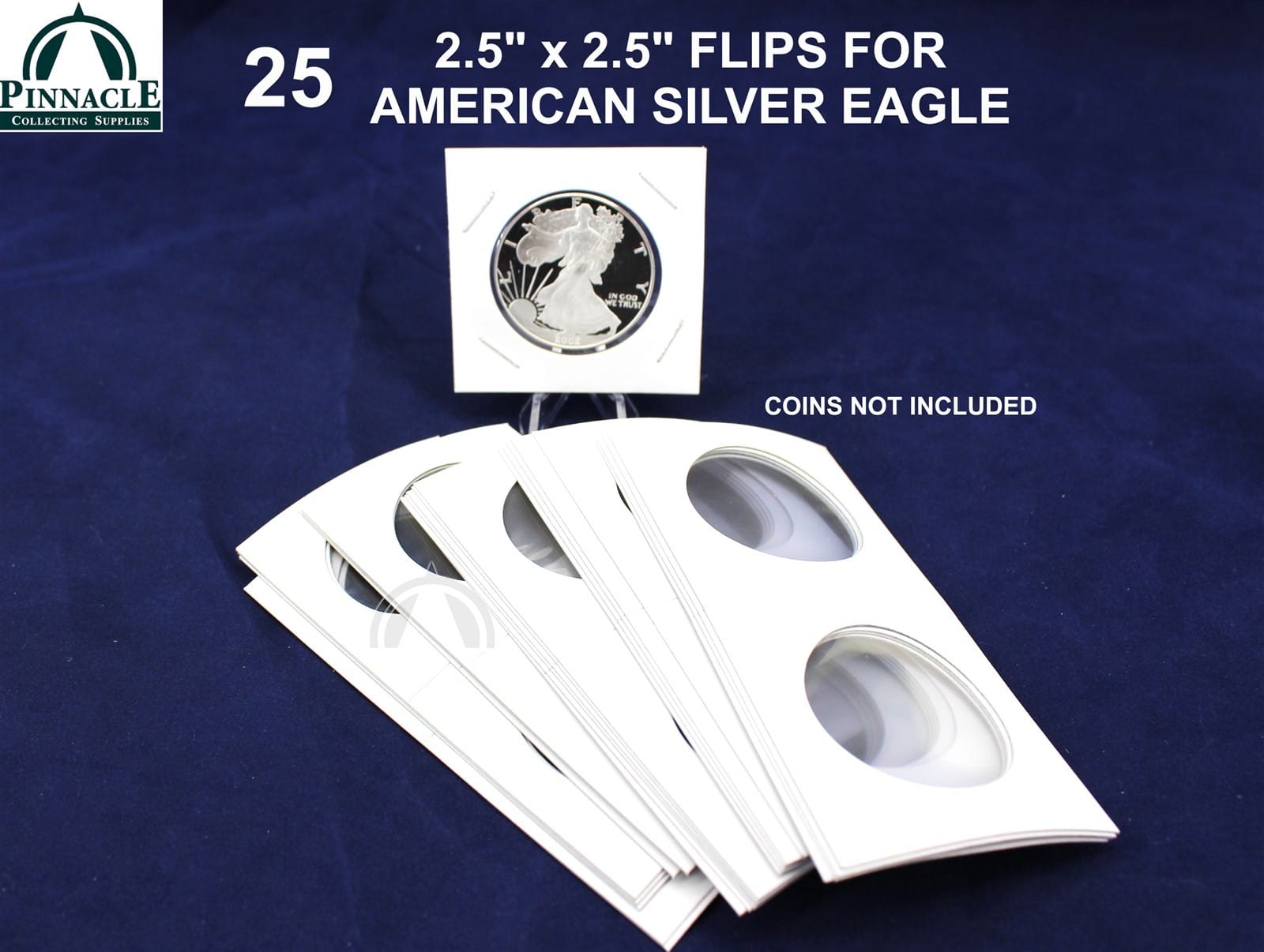 25 2.5&Quot; X 2.5&Quot; Top Quality Carboard &Amp; Mylar Flips For 1Oz American Silver Eagle 1 25 2.5" x 2.5" Top Quality Carboard & Mylar Flips for 1oz American Silver Eagle