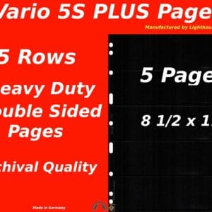 5 VARIO 5S PLUS Pocket Double Sided Pages for Stamp and Other Collecting, Black