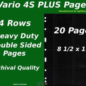 20 VARIO 4S PLUS Pocket Double Sided Pages for Stamp and Other Collecting, Black