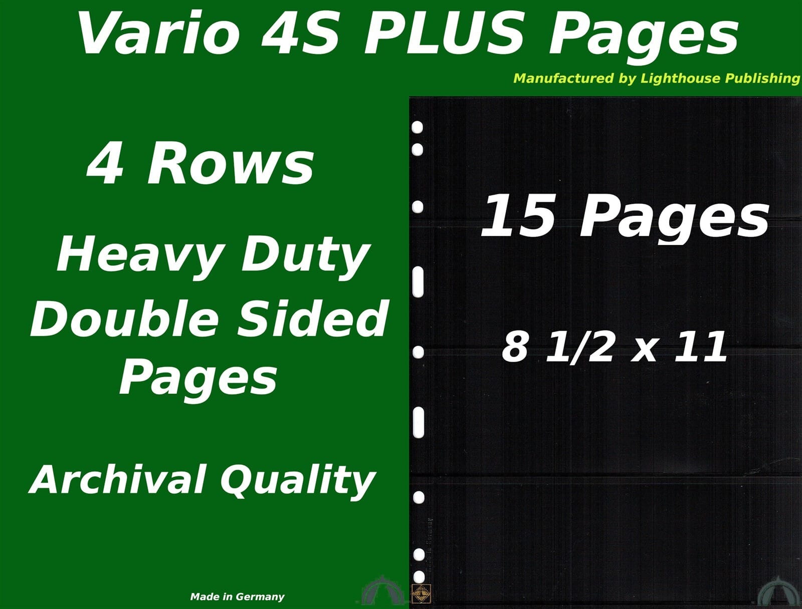 15 Vario 4S Plus Pocket Double Sided Pages For Stamp And Other Collecting, Black 1 15 VARIO 4S PLUS Pocket Double Sided Pages for Stamp and Other Collecting, Black