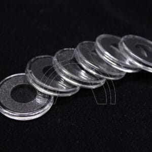 10 Airtite Coin Capsule Holders with Black Rings for Maple Gold 1/20th oz, 14mm