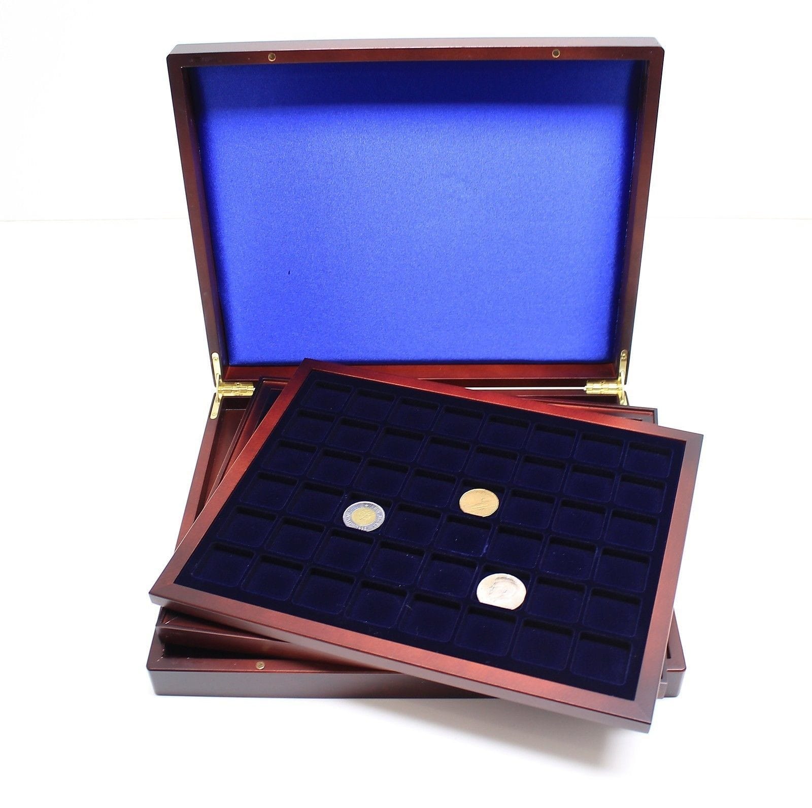 Wood Display Case W/3 Trays For Coins/ Capsules Up To 30Mm Eg Sba, Presidential 1 WOOD DISPLAY CASE w/3 Trays for COINS/ CAPSULES up to 30mm eg SBA, Presidential