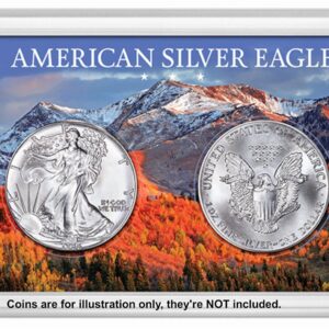 Frosty Case for 2 American Silver Eagle Coins with Snow Capped Mountain Image