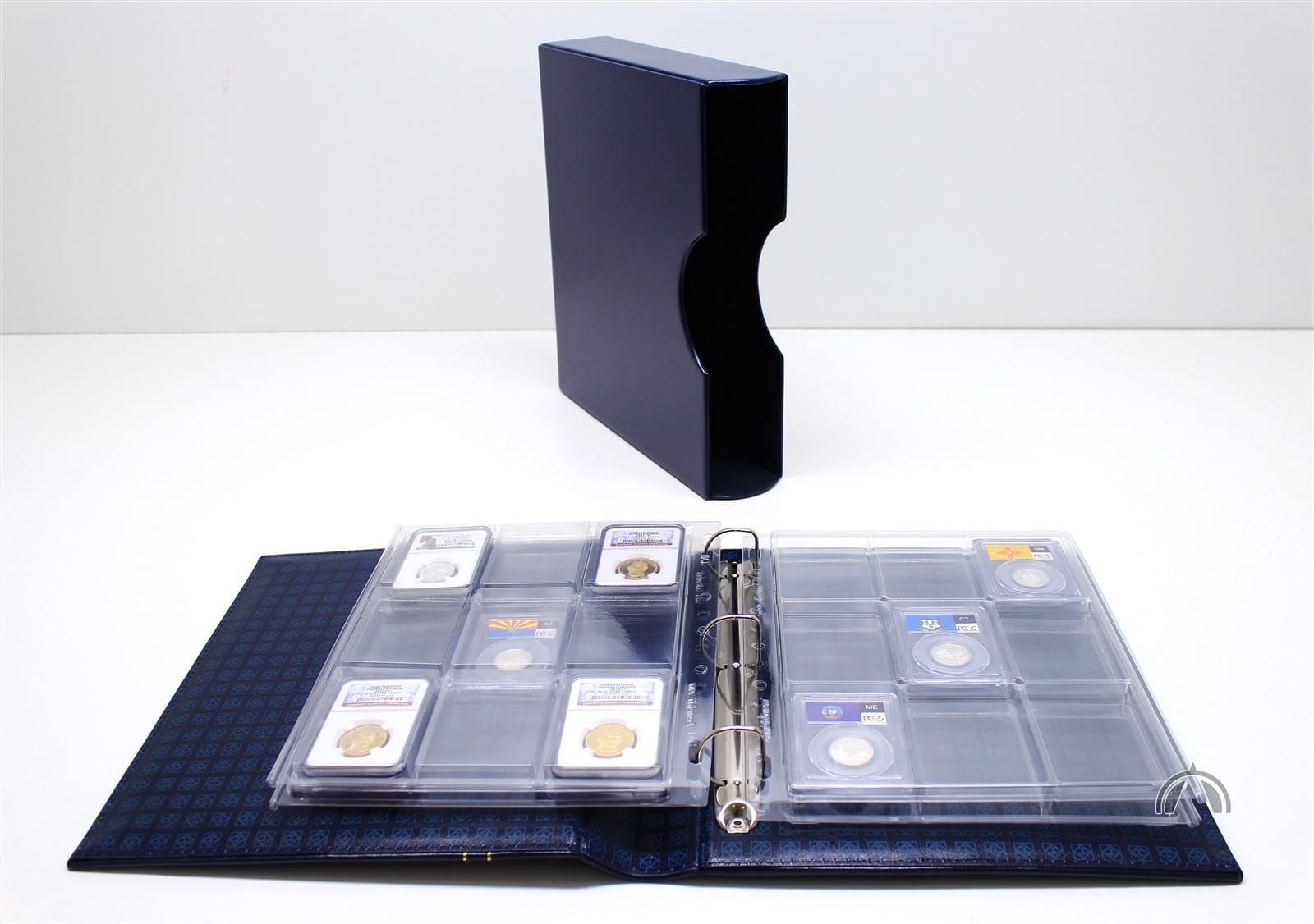 Grande Blue Album &Amp; Slipcase With 4 Encap Pages For 36 Certified Coin Slabs 1 Grande BLUE Album & Slipcase with 4 Encap Pages for 36 Certified Coin Slabs