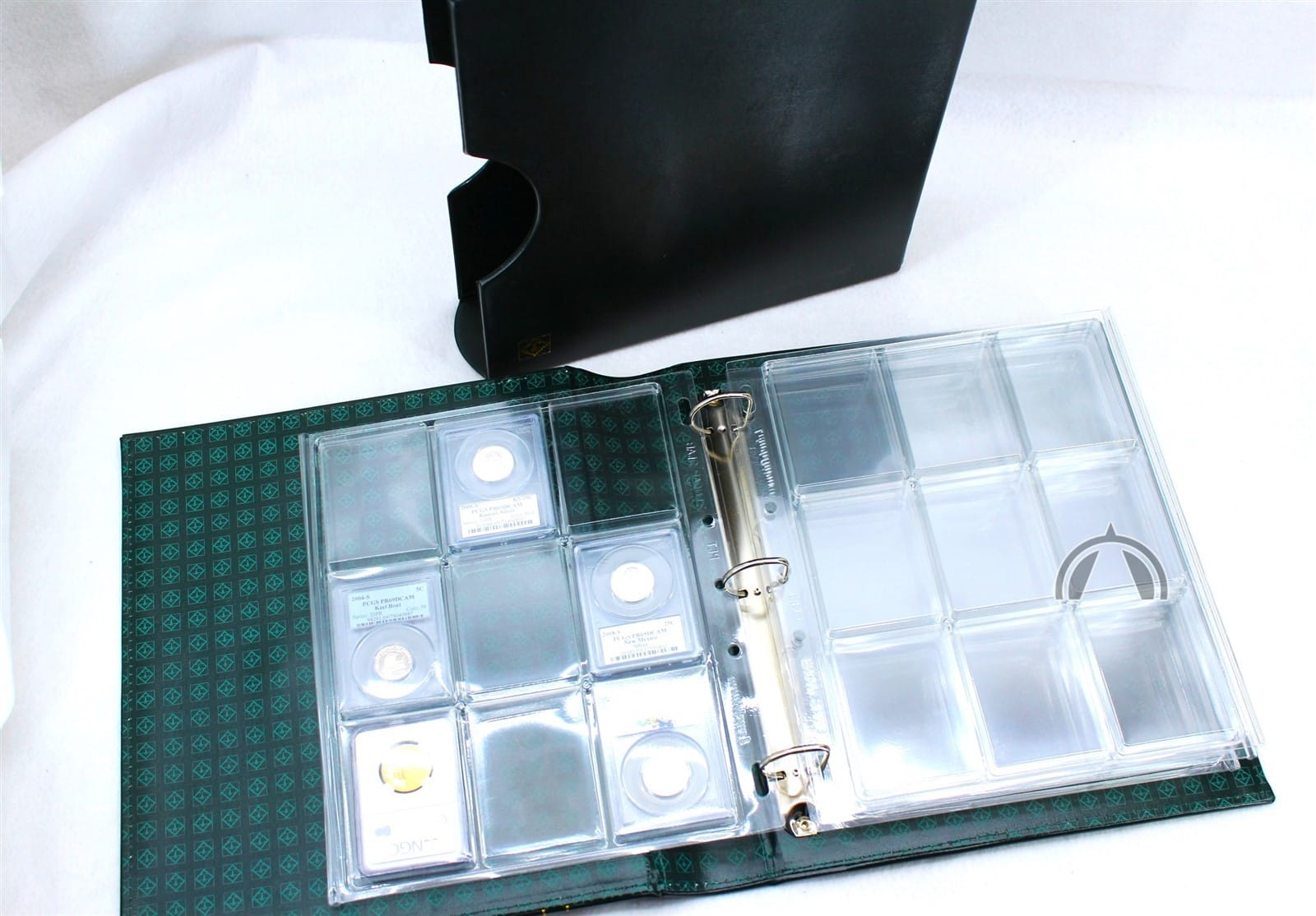 Grande Green Album &Amp; Slipcase With 4 Encap Pages For 36 Certified Coin Slabs 1 Grande GREEN Album & Slipcase with 4 Encap Pages for 36 Certified Coin Slabs