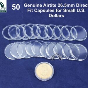 50 26.5mm Airtite Coin Capsule Holders for US Small Dollar President SAC SBA