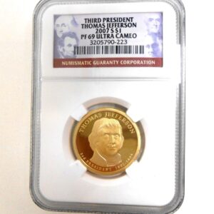 2007 S PF69UC NGC CERTIFIED SLAB PRESIDENTIAL PROOF JEFFERSON DOLLAR COIN